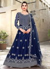 Navy Blue Colour viana vol 4 Designer Fancy Heavy Festive Wear Butterfly Net With Embroidery Work Gown With Dupatta Collection Viana23